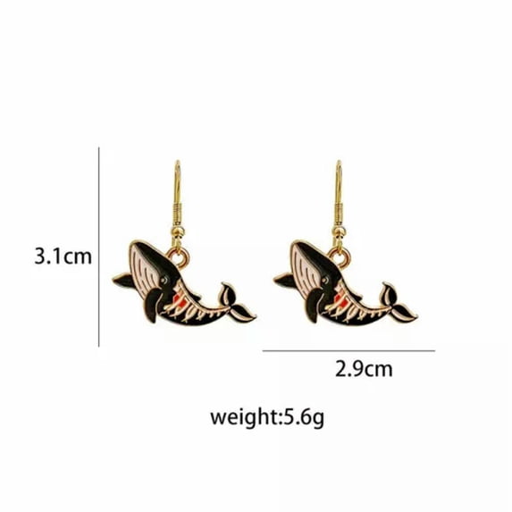 GKNET Cute Halloween Bat Cat Gold Plated Ear Hook Earrings Dangle Women Delicate Jewelry Gift-Fish