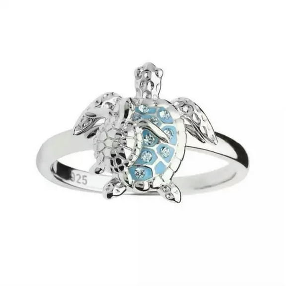 GKNET Cute Sea Turtles Silvery Rings for Women Party Daily Wear Delicate Jewelry Gift Size 6-10-8-Silver