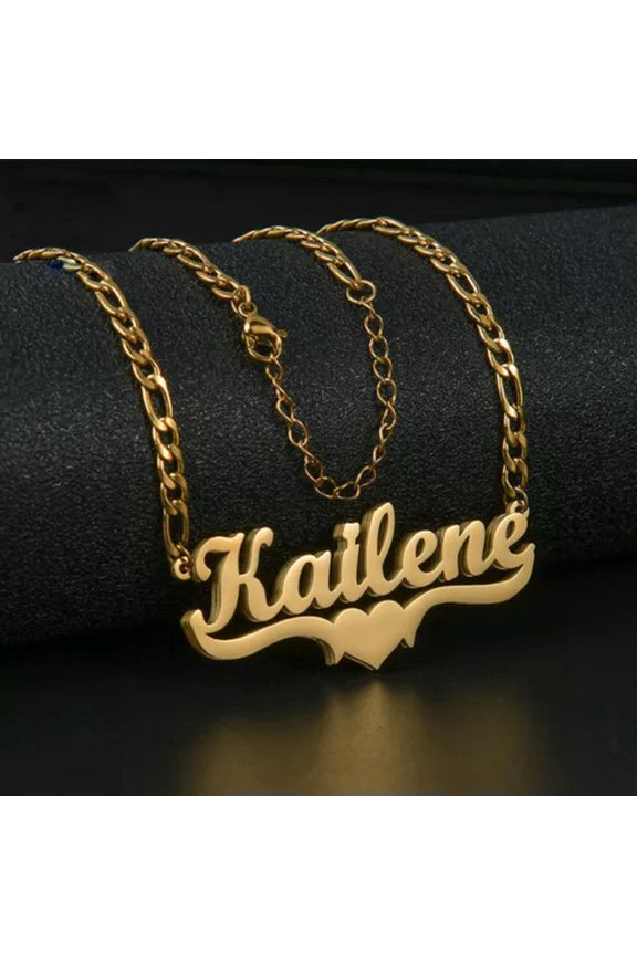 DIY Custom Letters Name Pendant Stainless Steel Men Women Couple Choker Necklace-Silver-6-18 in