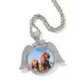 thumbnail image 1 of GKNET DIY Hip Hop Custom Angel Wings 30mm Photo Pendant Necklace TopBling 5A CZ Stones-Silver, 1 of 9