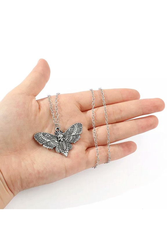 Death Moth Necklace Pendant 18inch Chain Sugar Gothic Butterfly R_yi