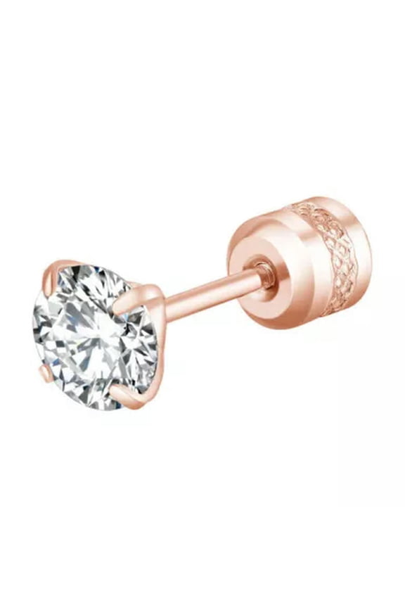 Delicate Jewelry Stud Earring Women Earring Ear Decoration Piercing Round Small Zircon ➳-rose gold-6mm