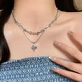 thumbnail image 1 of GKNET Double Layer Blue Four-pointed Star Zircon Necklace Light Luxury Clavicle Ch WY4-1, 1 of 9