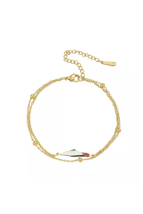 Drip Oil Map Shape Stainless Steel Bracelet Double Chain Colorful Enamel Jewelry-A4