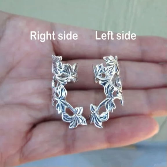 GKNET Ear Clip Gorgeous Ear Decor Earrings Delicate Jewelry Gift Hollow Flower Leaf 1 Pair/set-silver