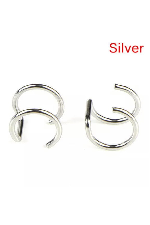 Ear Cuff Helix Cartilage Ear Ring Fake Clip On Cuff Wrap Upper Closure Ring HgWO-Silver