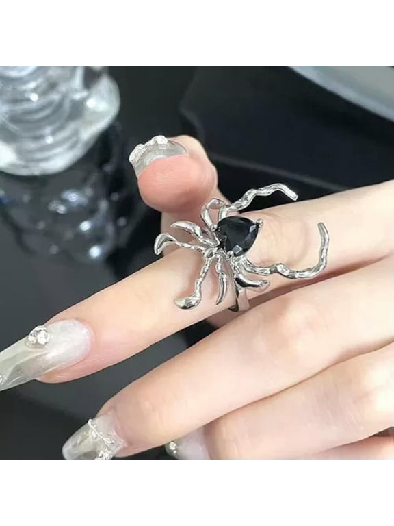 Electroplating Heart Spider Opening Finger Rings Halloween Punk Gothic Ring WY4-1