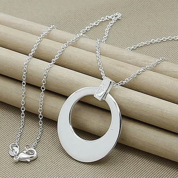 GKNET Elegant 925 Sterling Silver Sickle Pendant Necklace Chain Women's Charm Jewelry-18 inches