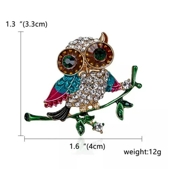 GKNET Elegant Animal Bird Crystal Rhinestone Pearl Brooch Pin Womens Costume Jewellery-24-Owl Branches