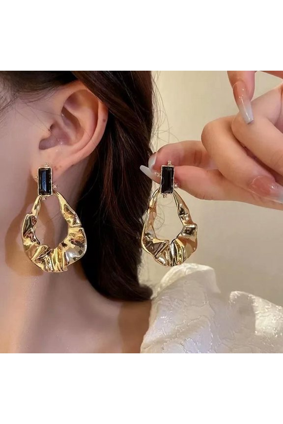 Elegant Big 18K Gold Plated Square Ear Hoop Earrings Dangle Women Delicate Jewelry New