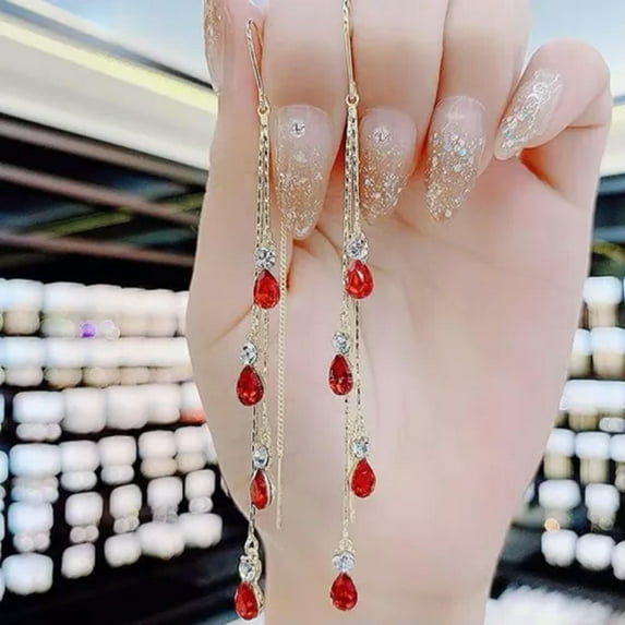 GKNET Fashion Pearl Butterfly Flower Tassel Zircon Earrings Drop Dangle Delicate Jewelry Women-1.Waterdrop