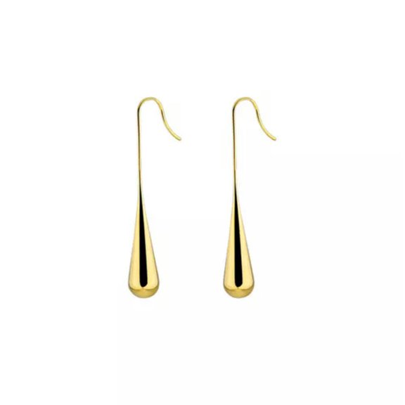 GKNET Elegant Stainless Steel Long Earrings Teardrop Dangle Ear Drop Women Jewelry-Gold 4.5cm