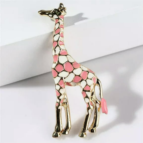 GKNET Enamel Giraffe Brooch Pin Women Animal Badge Corsage Brooch Delicate Jewelry Gift Cut WY4-Pink