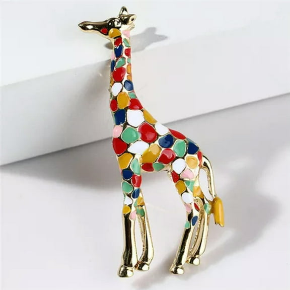GKNET Enamel Giraffe Brooch Pin Women Animal Badge Corsage Brooch Delicate Jewelry Gift JDt WY4-MultiColor