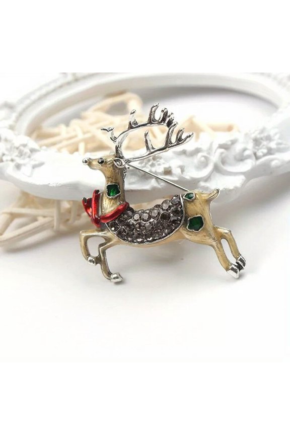 Exquisite Christmas Alloy Animal Enamel Moose Brooch