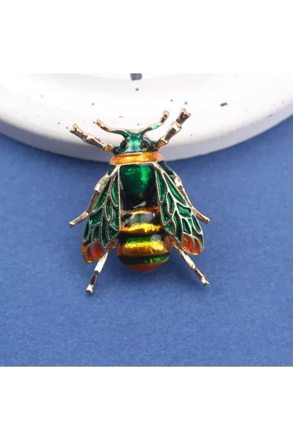 Exquisite Enamel Glazed Bee Brooch Insect Pin Mini Accessory-green