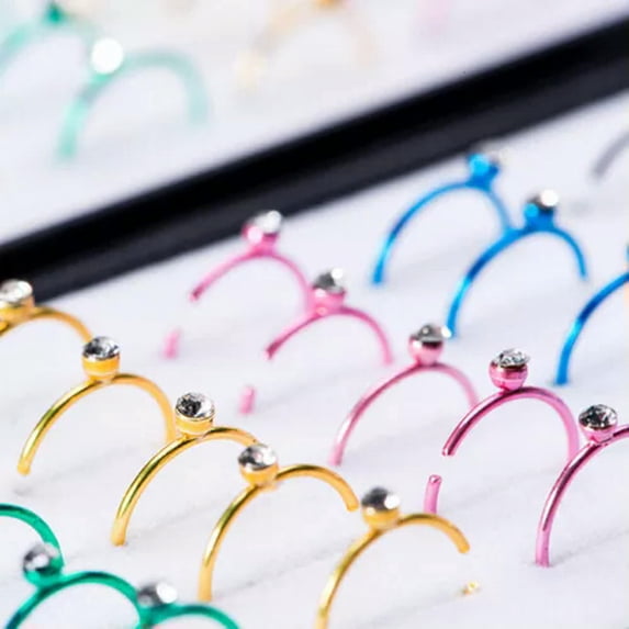 GKNET Fake Unisex Septum Clicker Nose Ring Non Piercing Hanger Clip On Delicate Jewelry 1X S-Multicolor #13-40 pcs/box
