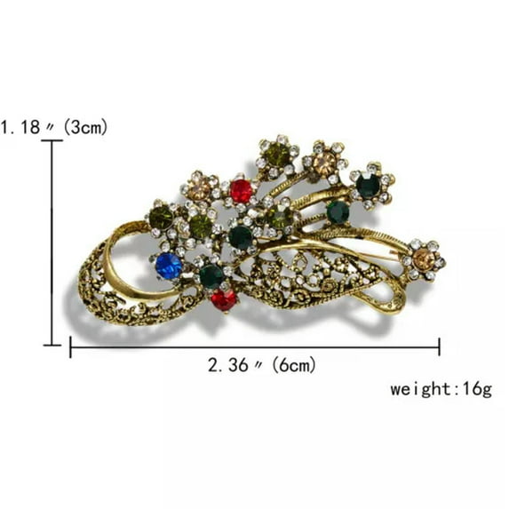 GKNET Fashion 3D Rose Flower Zircon Crystal Brooch Pin Women Costume Jewellery Gift-#22 Leaf Flower