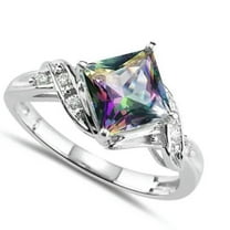 GKNET Fashion 925 Silver Rings Gifts Princess Cut Cubic Zirconia Delicate Jewelry Size 6-10-6