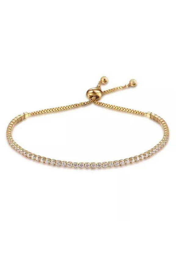 Fashion Adjustable Alloy Bracelets Rhinestone Zircon Delicate Jewelry Bracelets-Gold