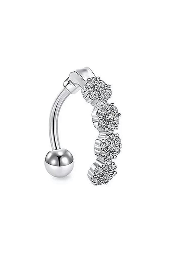 Fashion Cubic Zircon Glitter Navel Piercing Belly Button Rings Belly Piercing-Silver