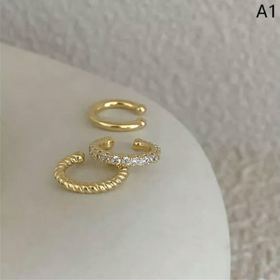 GKNET Fashion Ear Cuffs Without Piercing Ear Clip Earrings Non-Piercing Fake Cartilage-Gold-