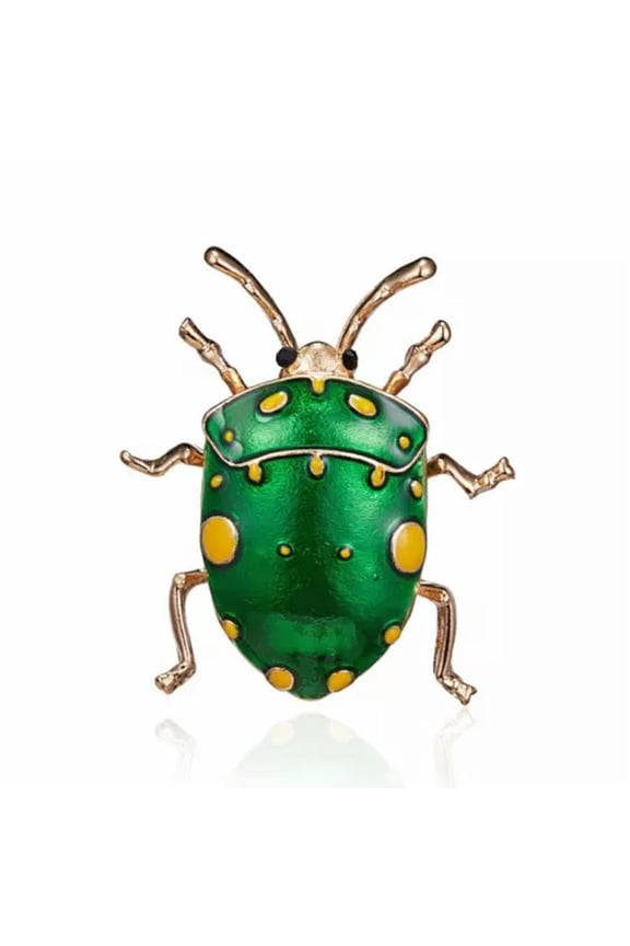 Fashion Enamel Lovely Crystal Insect Brooch Pin Wedding Women Party Delicate Jewelry Gift-green beetle