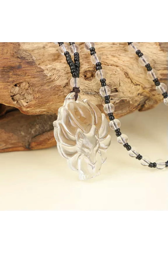 Fashion Fox Pendant Necklace Chinese Amulet Nine Tailed Fox Necklace Delicate Jewelry WY4-White-