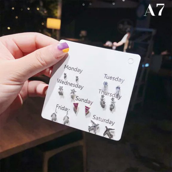 GKNET Fashion Heart Butterfly Peart Ear Stud Simple Geometric Earrings Set Jewe-A7