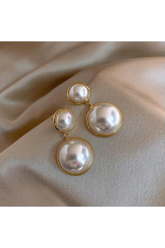 Fashion KC Gold Pearl Crystal Earrings Women Drop Dangle Party Jewellery New Hot-4-Round Pearl(3.4*1.8cm)