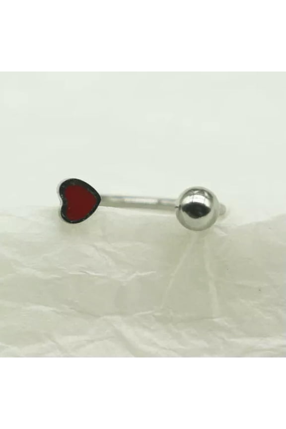 Fashion Love Lip Stud Titanium Steel C-Shaped Lip Ring Heart Piercing Jewelry-Red-1.2*10mm