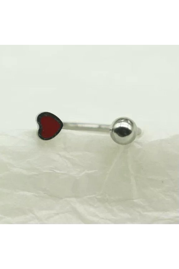 Fashion Love Lip Stud Titanium Steel C-Shaped Lip Ring Heart Piercing Jewelry-Red-1.2*12mm