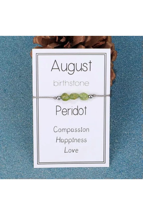 Fashion Natural Birthstone Stone Chip Beaded Braided Bracelet Month Women Gift-August