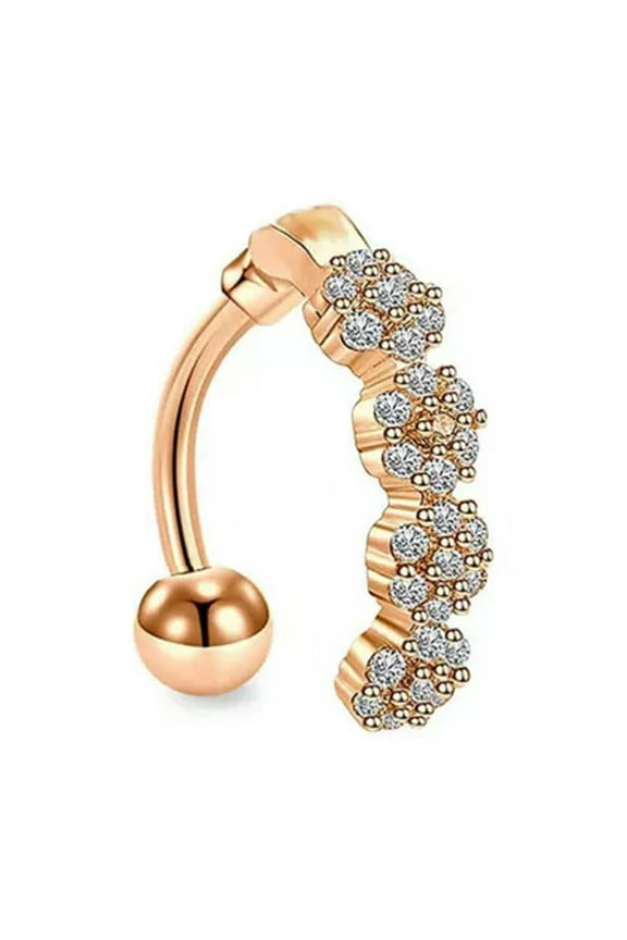Fashion Cubic Zircon Glitter Navel Piercing Belly Button Rings Belly Piercing-Rose gold