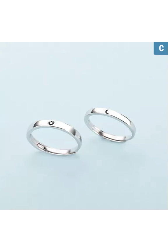Fashion Opening Adjustable Sun Moon Couple Rings For Wedding Anniversary Gi WY4-C