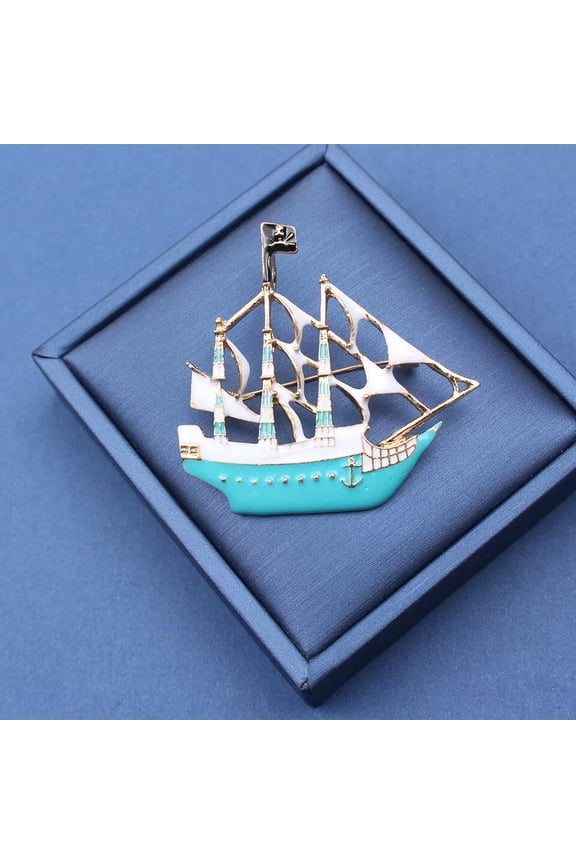 Fashion Openwork Sailboat Brooch Enamel Personalized Pins