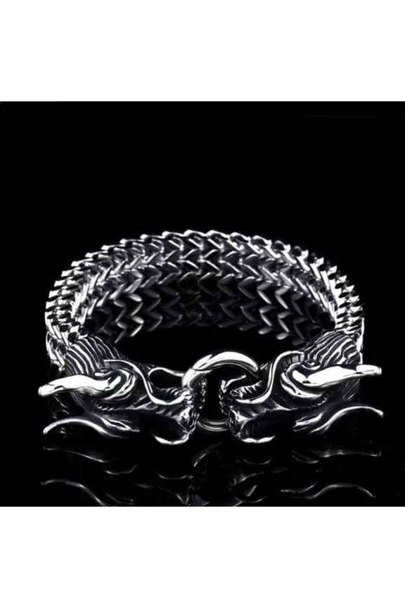 Fashion Personality Domineering Cast Double Tap Men's Stainless Steel Bracelet-25cm