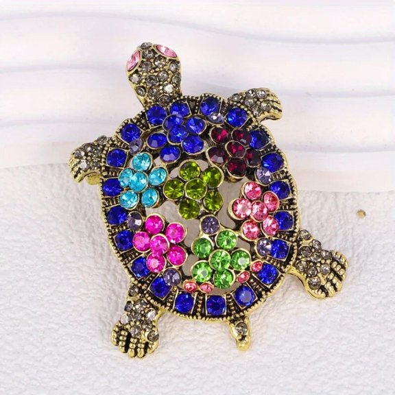 GKNET Fashion Personality Vintage Crystal Rhinestone Turtle Brooch Animal Corsage