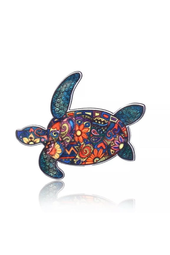 Fashion Printing Acrylic Turtle Tortoise Animal Brooch Pin Women Costume Jewelry