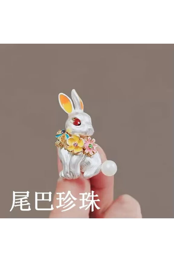 Fashion Rabbit Crystal Brooch Pin Women Wedding Delicate Jewelry Party Corsage Gift New-4.Tail Pearl Rabbit
