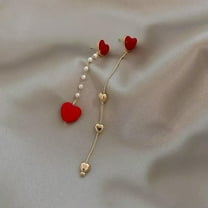 GKNET Fashion Long Tassel Flower Pearl Stud Earrings Dangle Elegant Women Delicate Jewelry Gift-44-Red Heart Tassel (8.2*1/5.7...