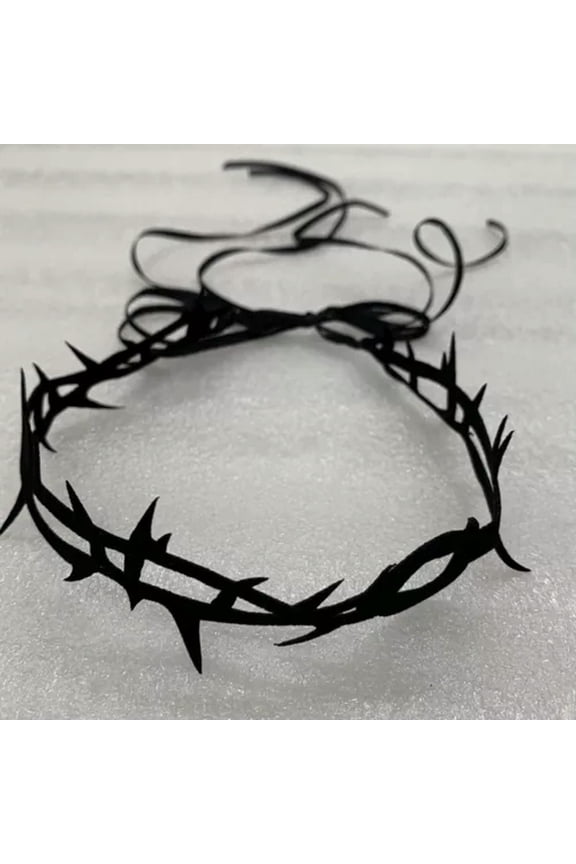 Fashion Rope Tie Choker Necklace Gothic Vampire Choker Exaggeration Rock Chokers-Black