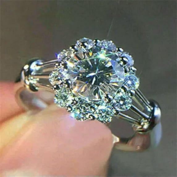 GKNET Fashion Silver Cubic Zirconia Rings Women Delicate Jewelry Wedding Ring Size 6-10-#21-10