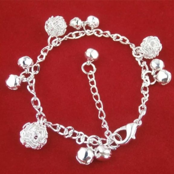 GKNET Fashion Silver Plated Bracelet With Bell Adjustable Bangle Women Delicate Jewelry Gift