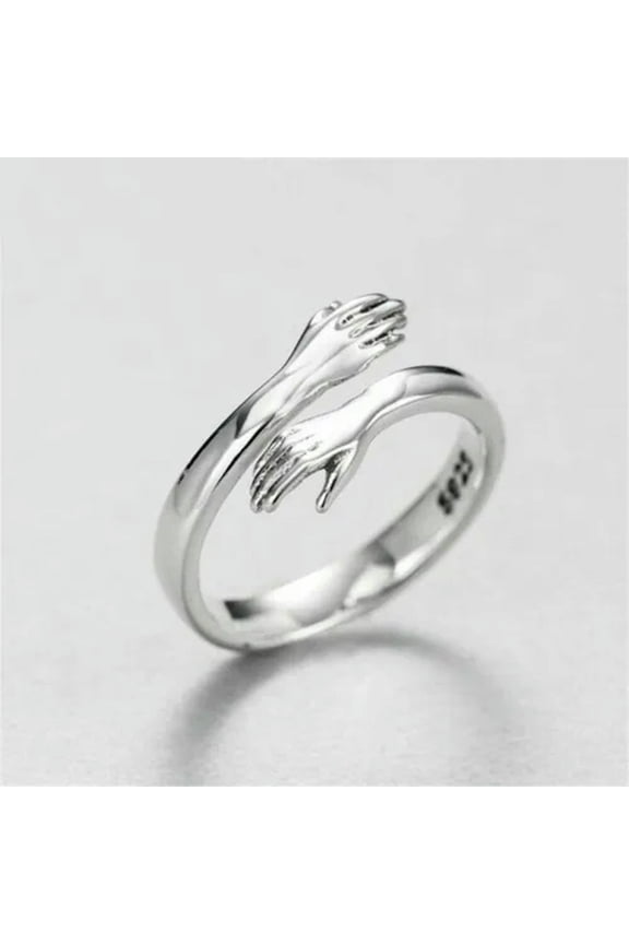 Silver Crystal Heart Feather Knuckle Ring Open Zircon Women Adjustable-1-Love Hug