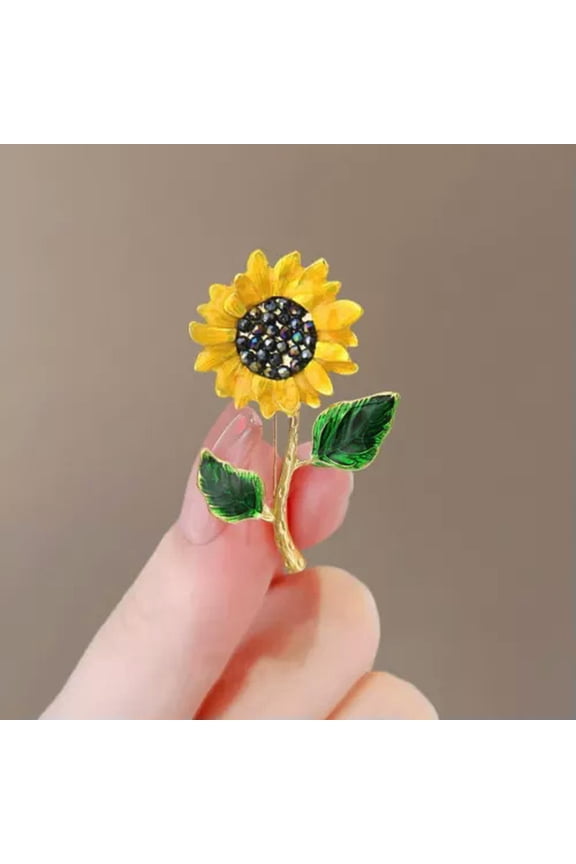 Fashion Sunflower Zircon Crystal Brooch PinCollar Badge Lapel Pin Delicate Jewelry Gift-#3