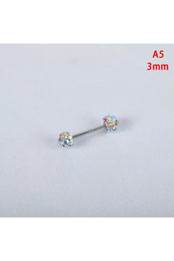 Fashion Titanium Steel Unisex Women Men Round Crystal Zircon Ear Studs Earri WY4-Multicolor-3mm
