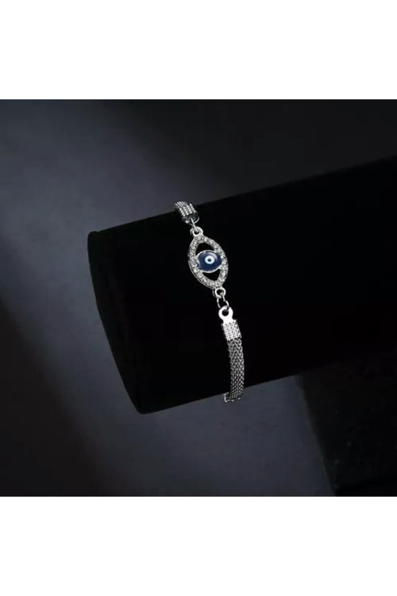 Turkish Lucky Evil Eye Bracelet Zircon Bangle Elegant Womens Party Delicate Jewelry Gift-Evil Eye