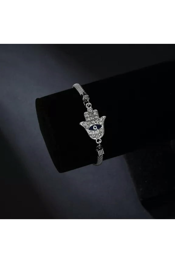 Fashion Turkish Lucky Evil Eye Bracelet Crystal Bangle Women Party Delicate Jewelry Gift-Palm Evil Eye