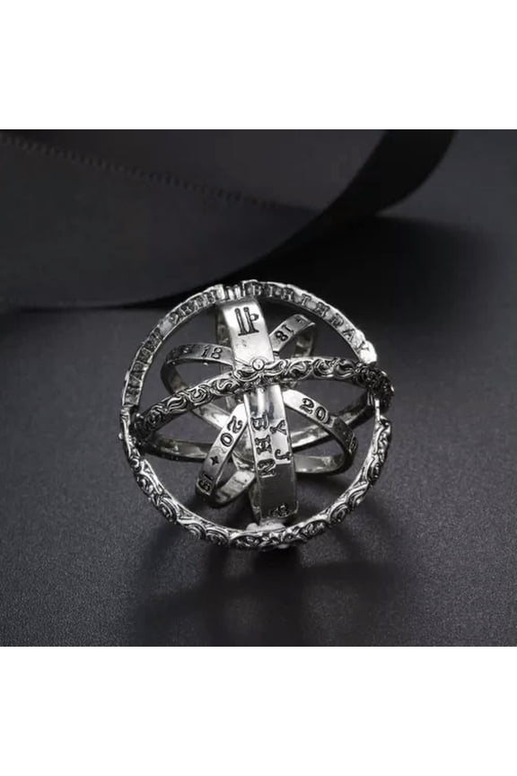 Fashion Women Astronomical Ball Ethnic Vintage Ring Necklace Anniversary Rings-silver-6